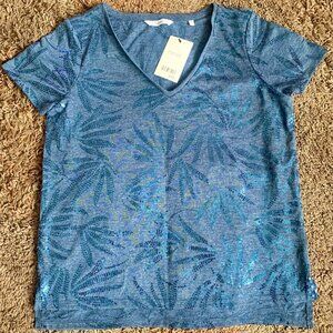 Next Ladies Blue Sequin Sparkly Embellished T Shirt Size 10 BNWT